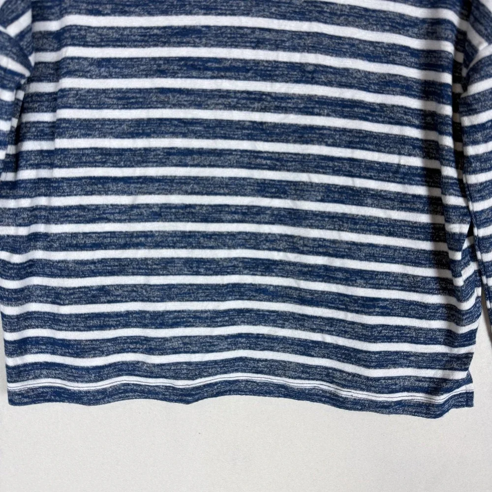 Banana Republic Sweater Womens XS Blue White Stripe Cowl Neck Knit Pullover